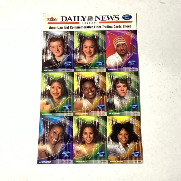 daily news American idol commemorative fleer trading cards sheet - Picture 11 of 12